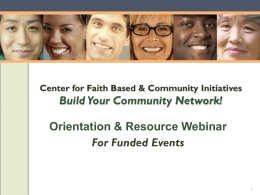 Build Your Community Network! Orientation &amp; Resource Webinar For Funded Events