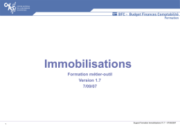 Immobilisations Formation métier-outil Version 1.7 7/09/07