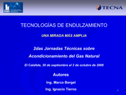 TECNOLOGÍAS DE ENDULZAMIENTO 2das Jornadas Técnicas sobre Acondicionamiento del Gas Natural Autores