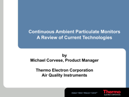 Continuous Ambient Particulate Monitors A Review of Current Technologies by