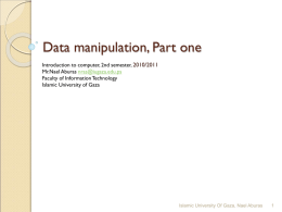 Data manipulation, Part one 2010/2011