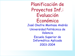 Planificación de Proyectos Inf.: Evaluación Económica