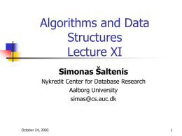 Algorithms and Data Structures Lecture XI Simonas Šaltenis