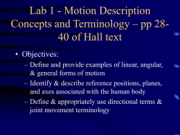 Lab 1 - Motion Description Concepts and Terminology – pp 28-