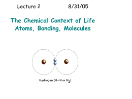 The Chemical Context of Life Atoms, Bonding, Molecules