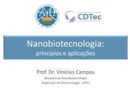 Nanobiotecnologia: princípios e aplicações Prof. Dr. Vinicius Campos Disciplina de Nanobiotecnologia