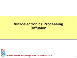 Microelectronics Processing Diffusion Microelectronics Processing Course - J. Salzman - 2006 1