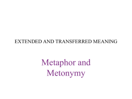 Metaphor and Metonymy EXTENDED AND TRANSFERRED MEANING