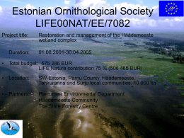 Estonian Ornithological Society LIFE00NAT/EE/7082