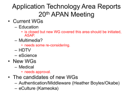 Application Technology Area Reports 20 APAN Meeting • Current WGs