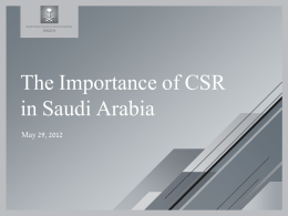 The Importance of CSR in Saudi Arabia May 29, 2012