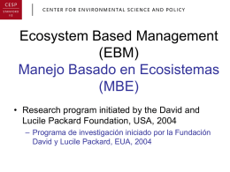 Ecosystem Based Management (EBM) Manejo Basado en Ecosistemas (MBE)