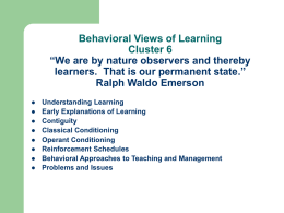 Behavioral Views of Learning Cluster 6