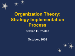 Organization Theory: Strategy Implementation Process Steven E. Phelan