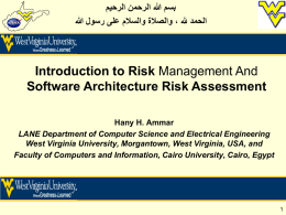Introduction to Risk Software Architecture Risk Assessment ميحرلا نمحرلا الله مسب