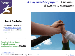 Management de projets : Animation d’équipe et motivation Rémi Bachelet