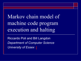 Markov chain model of machine code program execution and halting