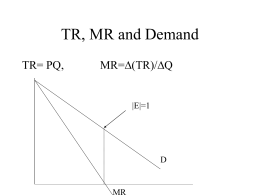 TR, MR and Demand TR= PQ, MR= (TR)/