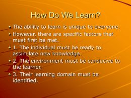 How Do We Learn?