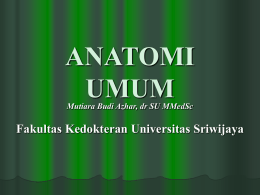 ANATOMI UMUM Fakultas Kedokteran Universitas Sriwijaya Mutiara Budi Azhar, dr SU MMedSc