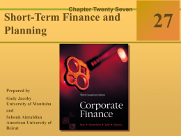 27 Short-Term Finance and Planning Corporate Finance