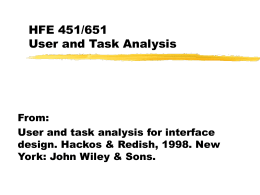 HFE 451/651 User and Task Analysis