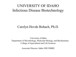 UNIVERSITY OF IDAHO Infectious Disease Biotechnology Carolyn Hovde Bohach, Ph.D.