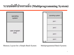 ระบบมัลติโปรแกรมมิ่ง (Multiprogramming System) Memory Layout for a Simple Batch System 1