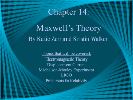 Chapter 14: Maxwell’s Theory By Katie Zerr and Kristin Walker
