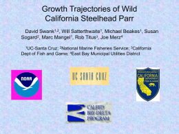 Growth Trajectories of Wild California Steelhead Parr David Swank , Will Satterthwaite
