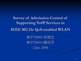Survey of  Admission Control of Supporting VoIP Services in R93725003 卓德忠