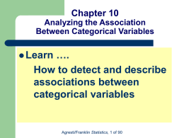 Learn …. How to detect and describe associations between categorical variables