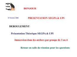 BONJOUR PRESENTATION SEGPA &amp; UPI DEROULEMENT Présentation Théorique SEGPA &amp; UPI