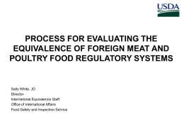 PROCESS FOR EVALUATING THE EQUIVALENCE OF FOREIGN MEAT AND