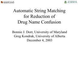 Automatic String Matching for Reduction of Drug Name Confusion