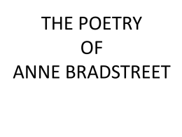 THE POETRY OF ANNE BRADSTREET