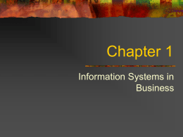 Chapter 1 Information Systems in Business