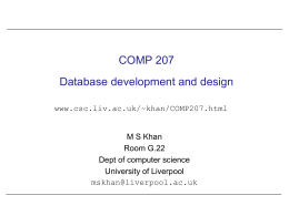 COMP 207 Database development and design