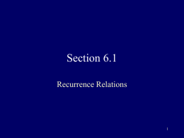 Section 6.1 Recurrence Relations 1