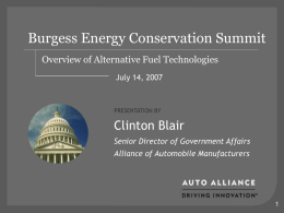 Burgess Energy Conservation Summit Clinton Blair Overview of Alternative Fuel Technologies