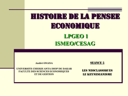 HISTOIRE DE LA PENSEE ECONOMIQUE LPGEO 1 ISMEO/CESAG