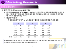 Marketing Research one-way ANOVA  일원분산분석 제 13 장 분산분석
