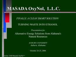 MASADA OxyNol,  L.L.C. FINALLY, A CLEAN SMART SOLUTION