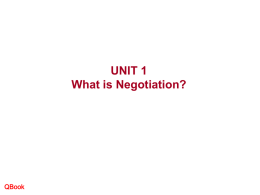 UNIT 1 What is Negotiation? QBook