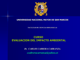 CURSO EVALUACION DEL IMPACTO AMBIENTAL Dr.  CARLOS CABRERA CARRANZA