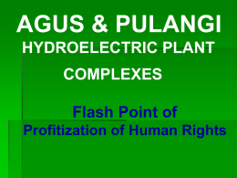 AGUS &amp; PULANGI HYDROELECTRIC PLANT COMPLEXES Flash Point of