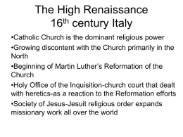 The High Renaissance 16 century Italy th