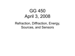 GG 450 April 3, 2008 Refraction, Diffraction, Energy, Sources, and Sensors