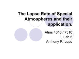 The Lapse Rate of Special Atmospheres and their application. Atms 4310 / 7310