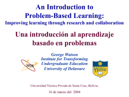 An Introduction to Problem-Based Learning: Una introducción al aprendizaje basado en problemas
